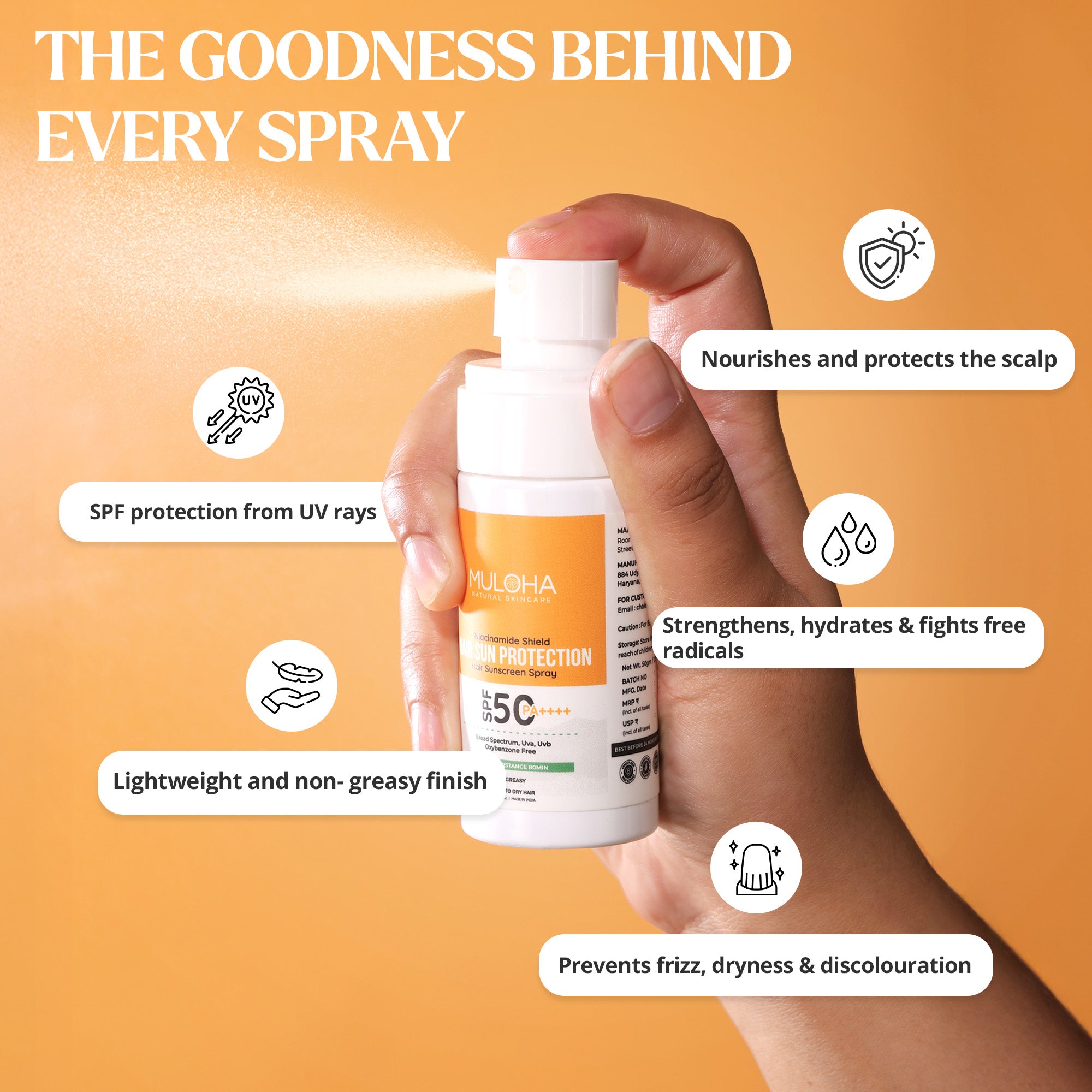 Hair Sunscreen SPF 50 PA++++ Sun Protection Spray