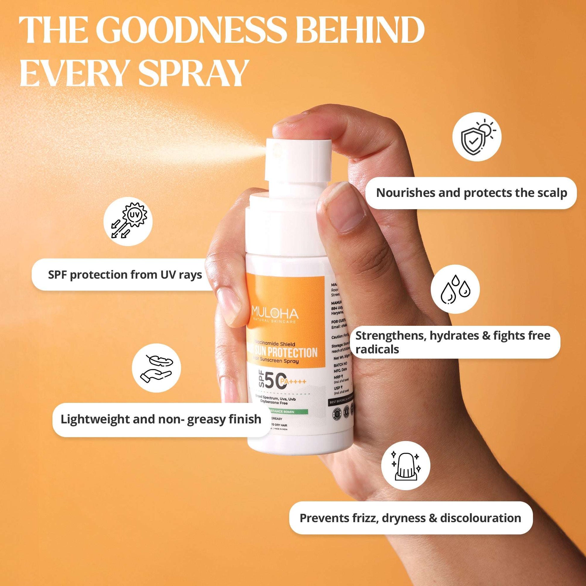 Hair Sunscreen SPF 50 PA++++ Sun Protection Spray